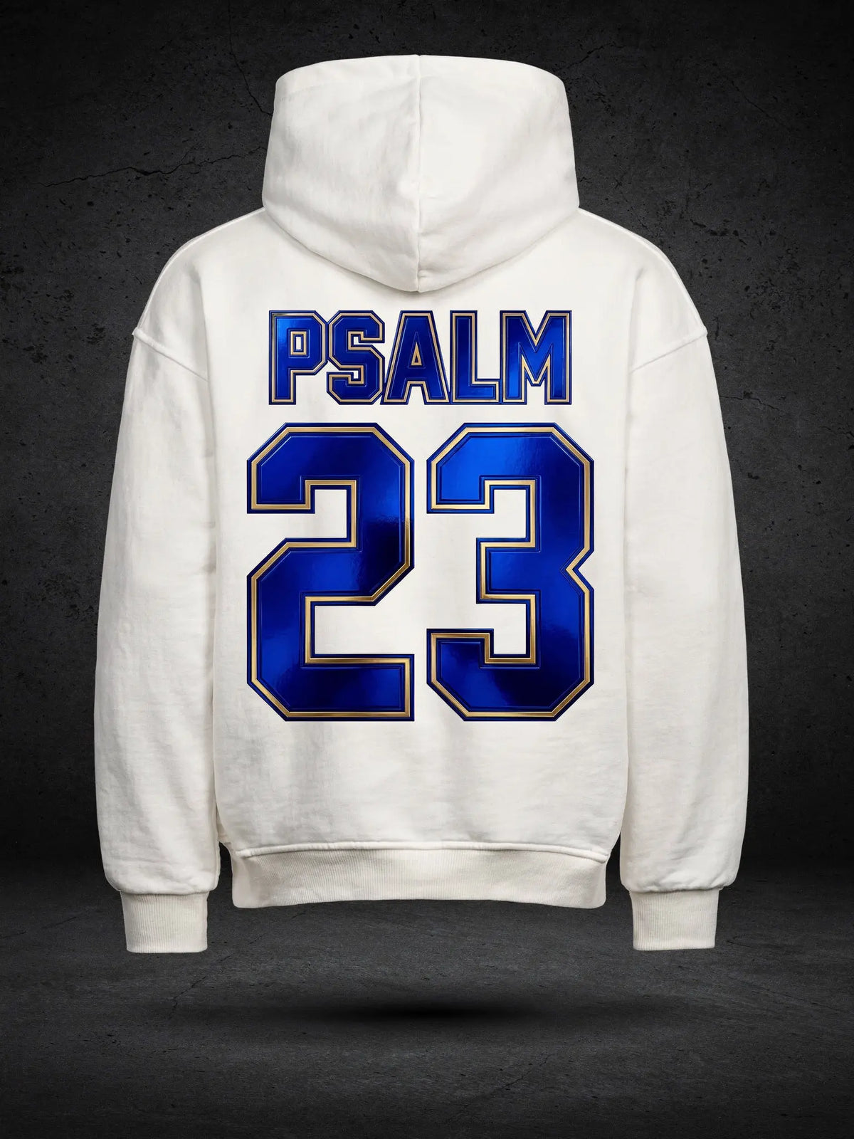 23 Navy Hoodie White – Christlicher Oversized Hoodie | Psalm 23 | Premium 380 GSM | Unisex XS–4XL