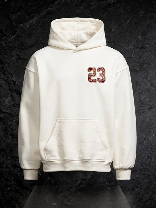 Psalm 23 Red Blossom Hoodie Weiß – Christliches rotes Blumen Design auf der Brust – Faith-Based Streetwear