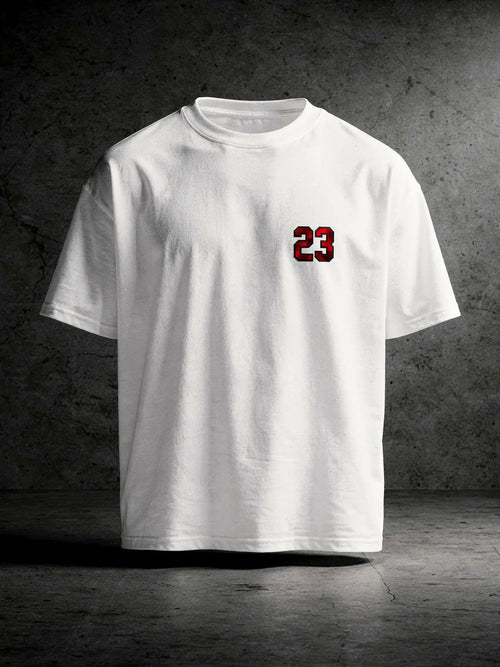 Psalm 23 Red Shirt Weiß – Christliches rotes Design auf der Brust – Faith-Based Streetwear – Oversized Heavy Cotton 240 GSM