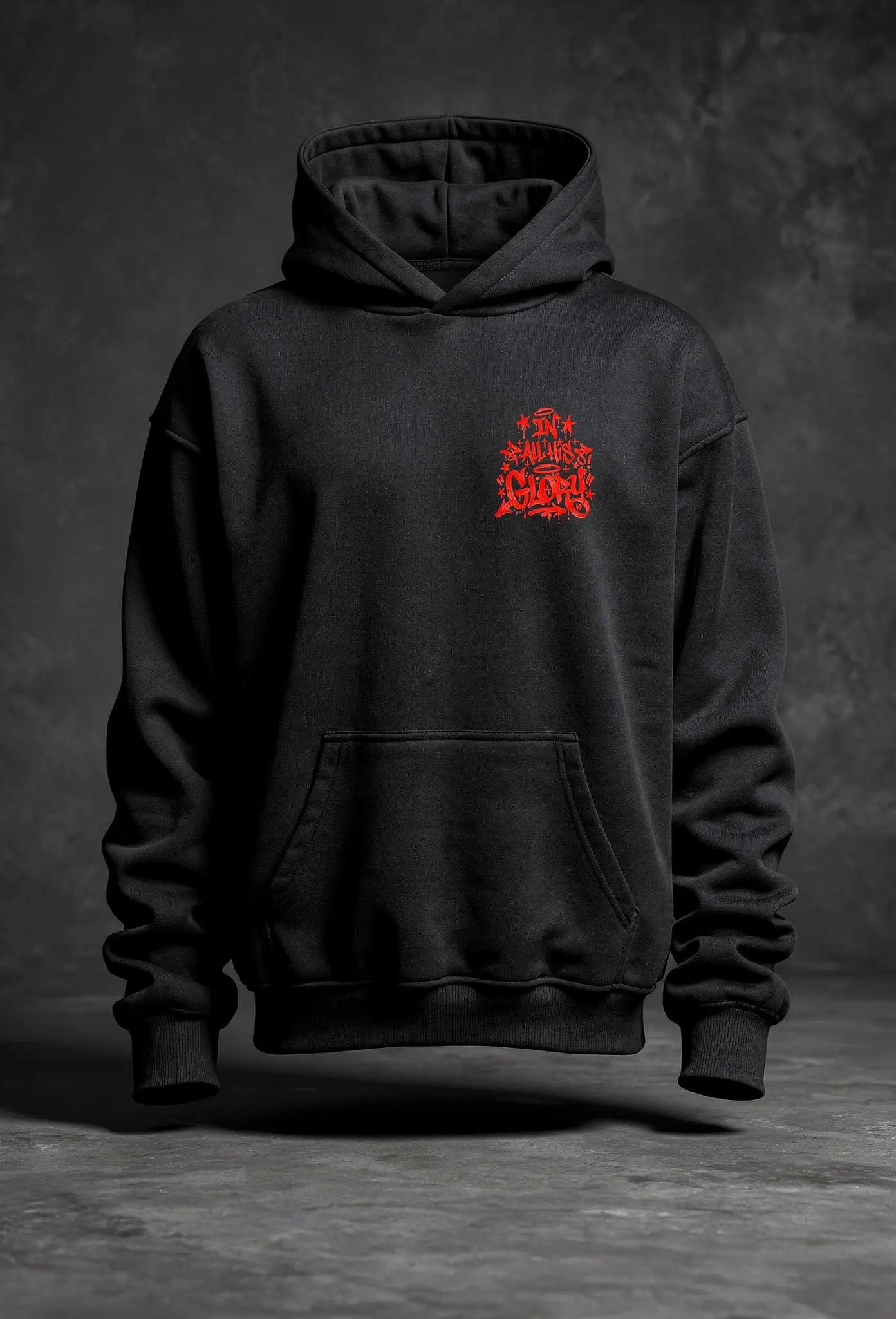 King of Kings Hoodie Schwarz – Vorderansicht – Christlicher Oversized Hoodie von FirstChojce