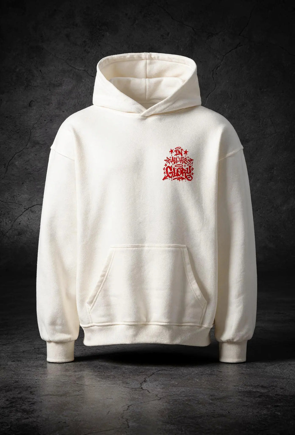 King of Kings Hoodie Weiß – Vorderansicht – Christlicher Oversized Hoodie von FirstChojce