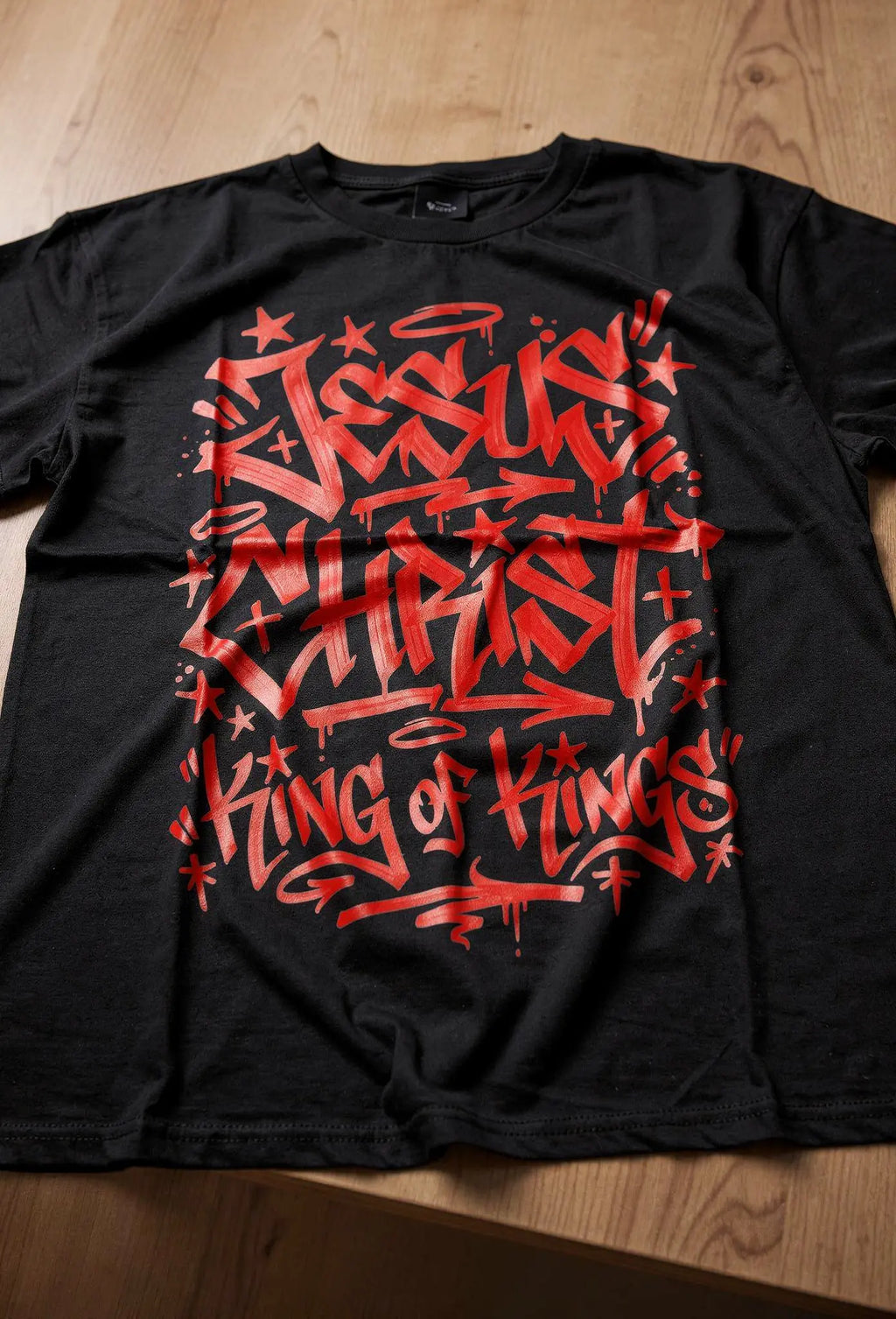 King of Kings Shirt Schwarz – Vorderansicht – Christliches Oversized Shirt von FirstChojce