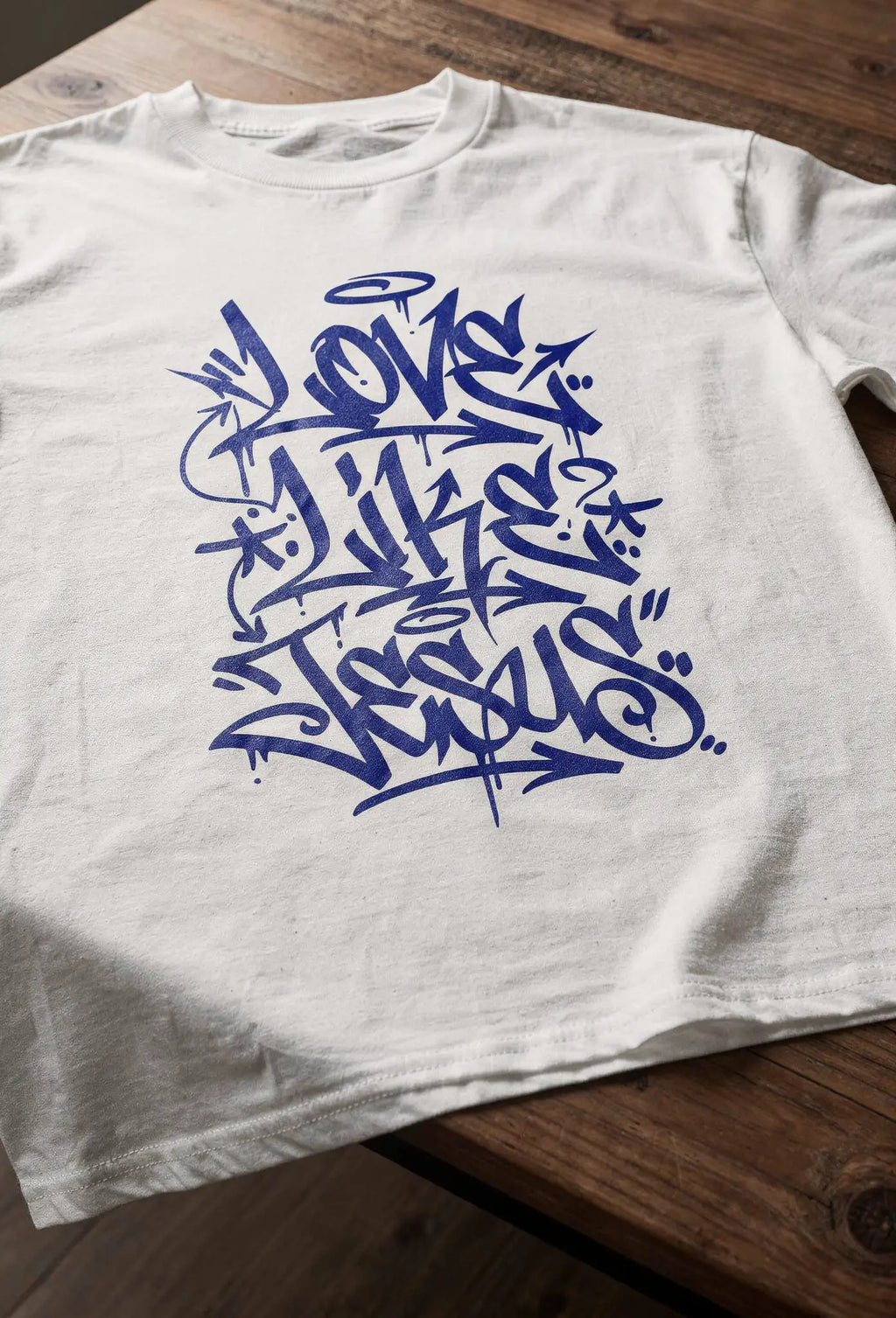 Love like Jesus Shirt Weiß – Vorderansicht – Christliches Oversized Shirt von FirstChojce