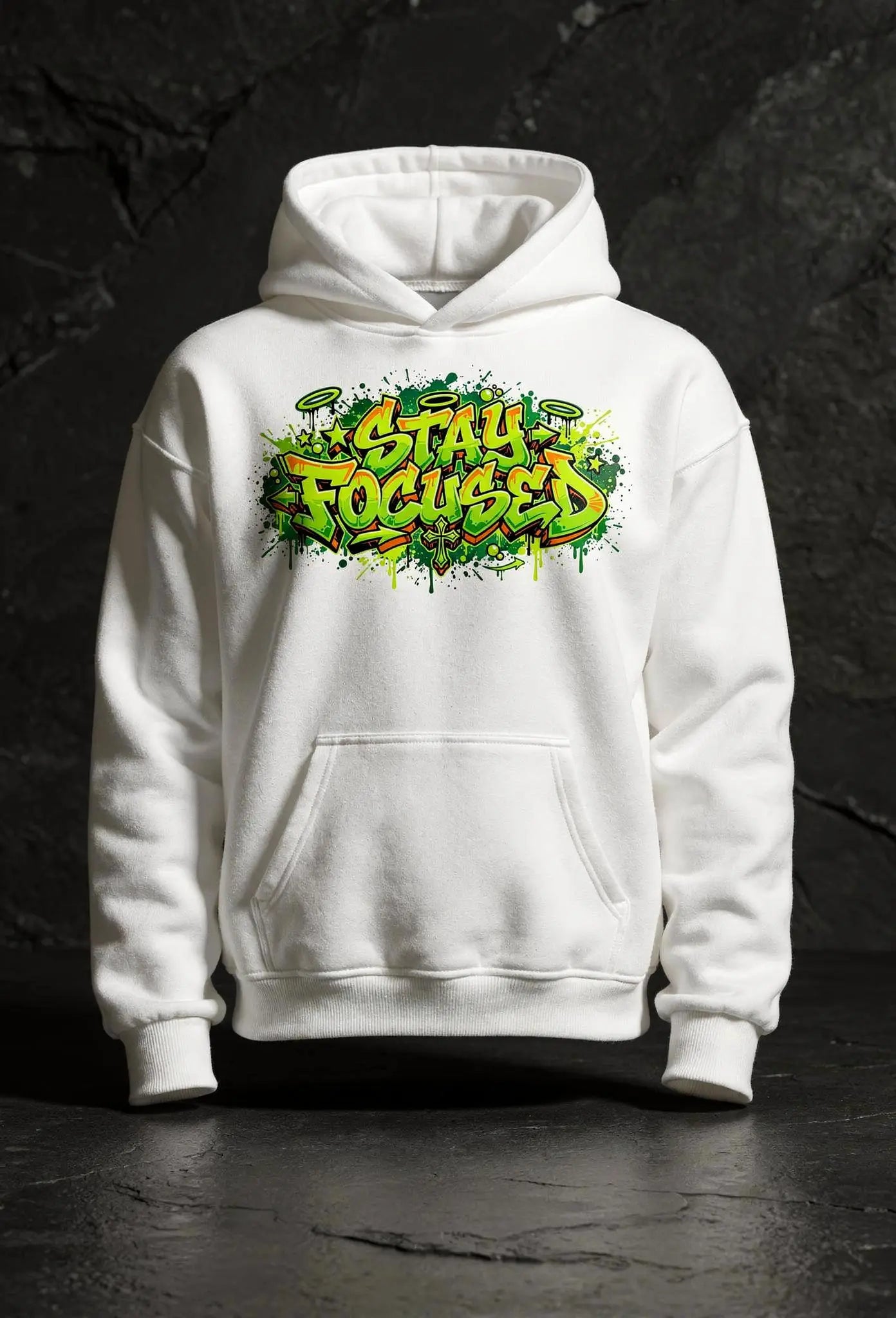 Pray Hoodie Weiß – Vorderansicht – Christlicher Oversized Hoodie von FirstChojce